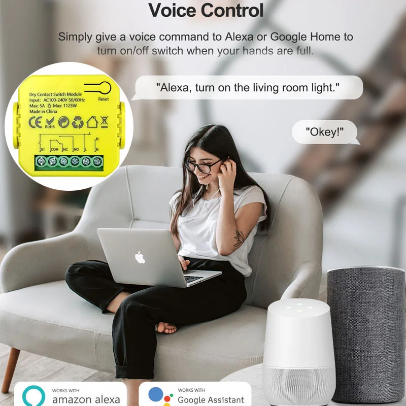 Intelligentes ZigBee Trockenkontakt-Schalterrelais 5A Modul App-Fernbedienung Zeitsteuerung AC100-240V Unterstützt Google Home Alexa – Detail 8