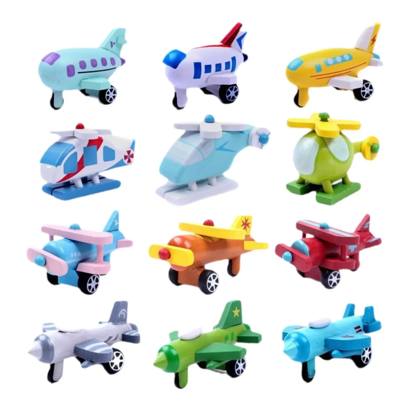 

12Pcs Wooden Model Airplane Planes Crafts Sensory Development Montessori Toy