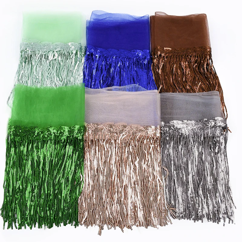 شريط شراشيب مزخرف بالترتر بطول - مراجعة Fringe Ribbon Sewing وسعره
