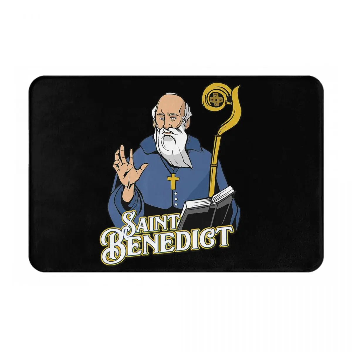 St Benedict Prayer Medal Catholic Saint Religious Rule Doormat Rug carpet Mat Footpad Bath mat Non-slip  Parlor durable Washable