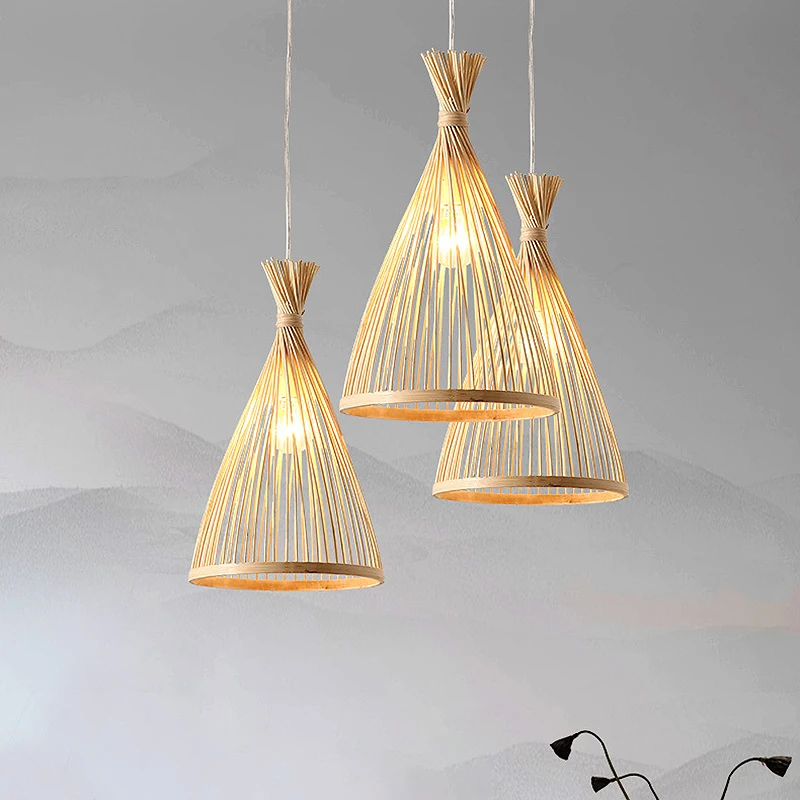 

Chinese Style Chandeliers Bamboo Weaving Creative Personality Homestay Hotel Living Room Home Decorative Lamp Pendant Light Hot