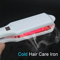 Plancha ultrasónica infrarroja para el cuidado del cabello, tratamiento del cabello dañado, pantalla LCD, planchas frías, herramienta de Peinado de doble voltaje