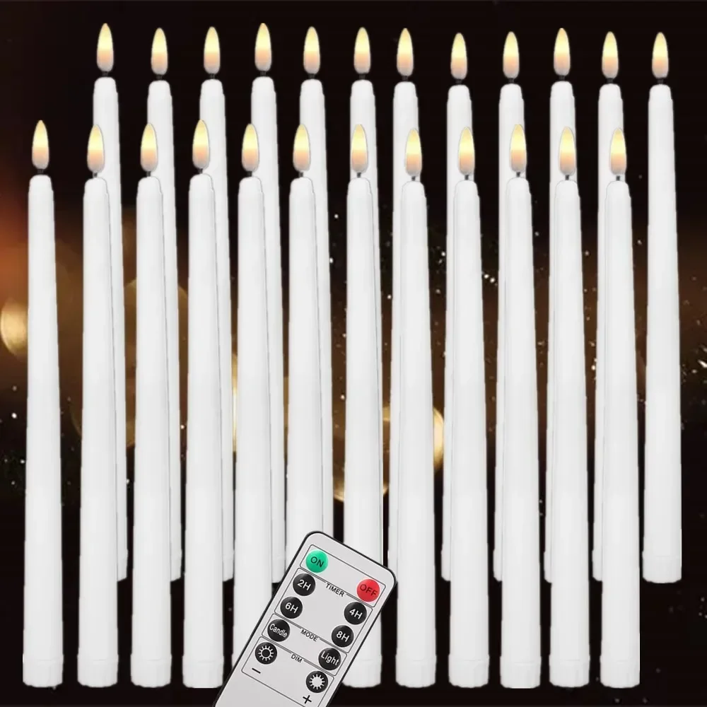 

LED Flameless Taper Candles 6.5/11" Battery Operated Fake Flickering Candlesticks Electric Long Candles for Wedding Home Decor