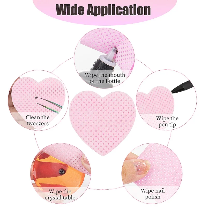 200 個使い捨てまつげエクステンション接着剤クレンジングコットンパッドハート型メイク落としコットンワイプナプキン化粧品ツール