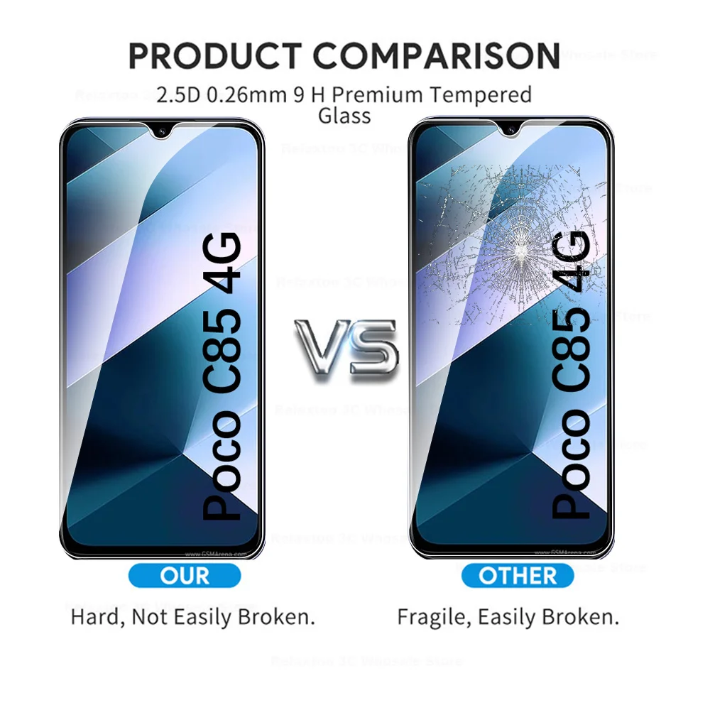 حامي الشاشة ل Xiaomi Poco C85 4G PocoPhone C 85 85C PocoC85 الزجاج المقسى الترا واضح شاتيربروف طبقة رقيقة واقية غطاء #2