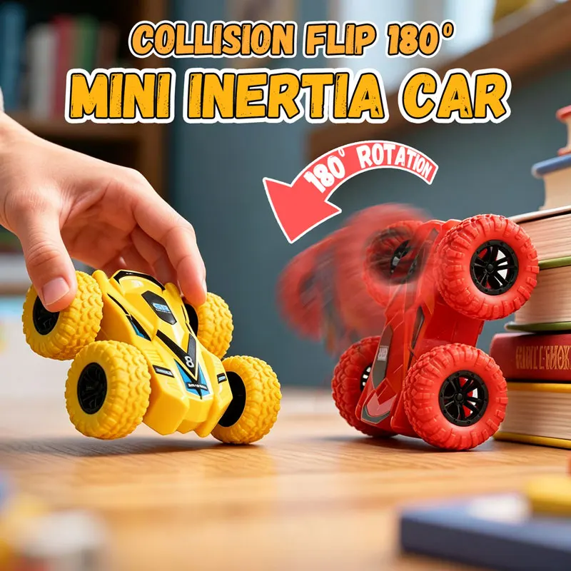 Mini Double‑Sided Tumbling Inertia Off‑Road Toy Car Durable Manual Push Stunt Vehicle Holiday Birthday Gift for Kids Boys