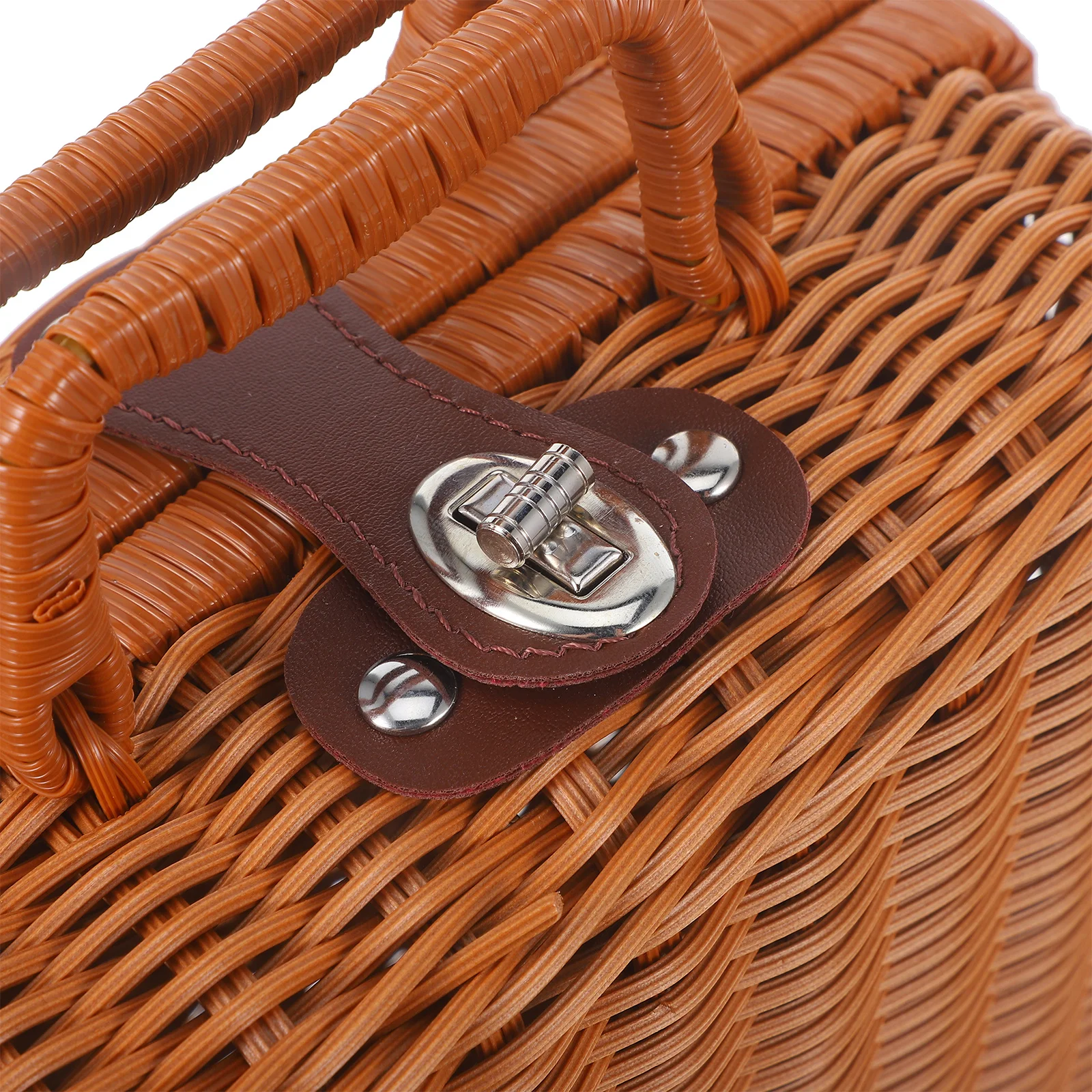 

Retro Storage Box Simulated Rattan Woven Suitcase Lockable Handwoven Large Capacity Storage Case Organizer Woven Suitcase