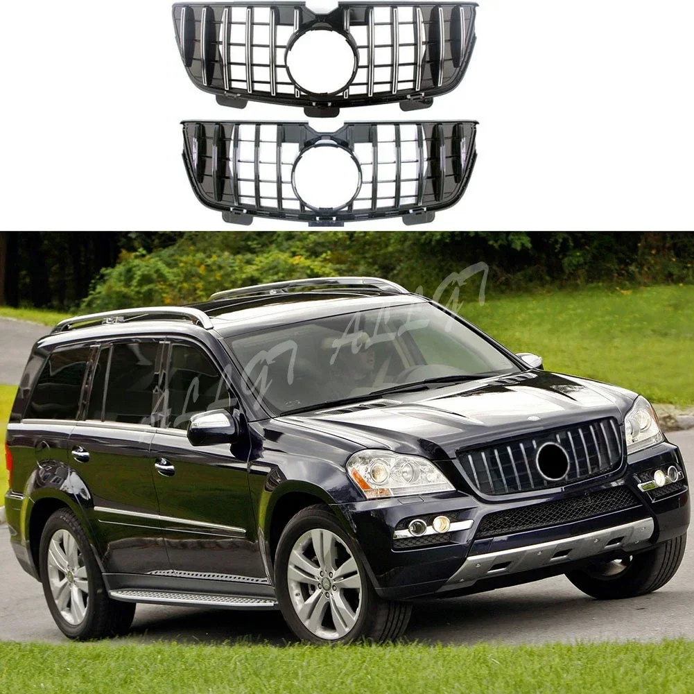 

Car Front Bumper Racing Grill Billet Grille Cover For Mercedes-Benz X164 GL-Class 2010-2012 Two Fins