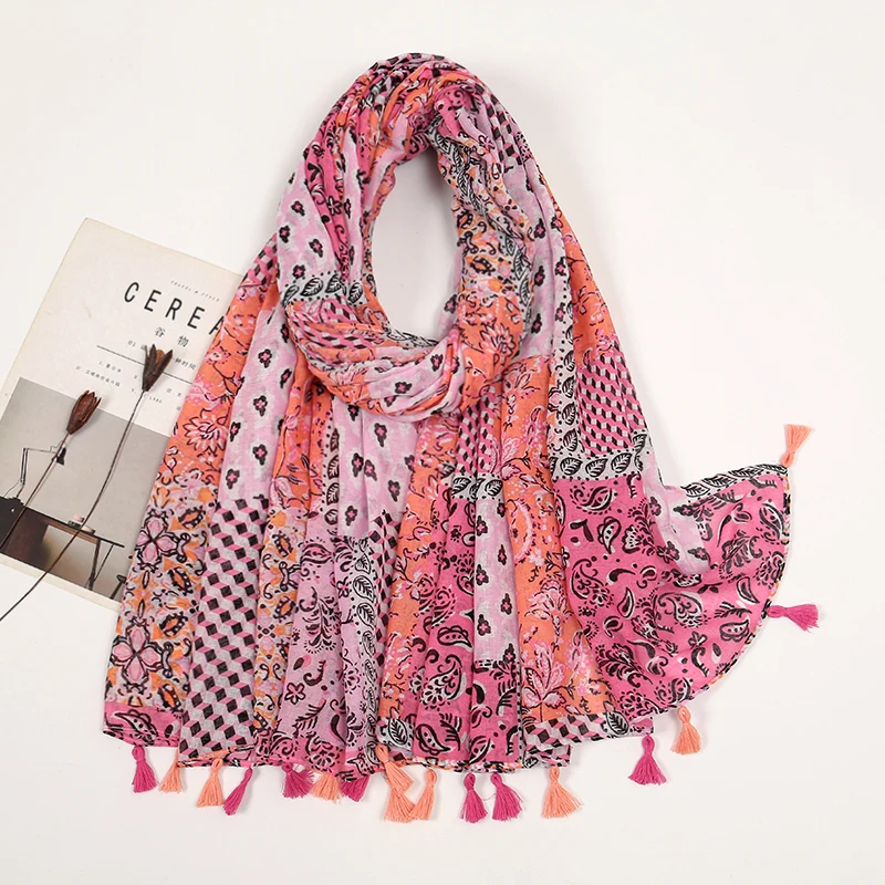 Splicing Printed Voile Shawl Wraps Summer Hotsale Fancy Stoles Designer Scarf With Fashion Style 180*95cm