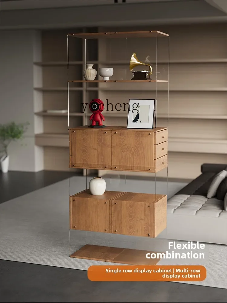 V21 Massivholz-Acryl-Vitrine Mehrstöckiges Regal Platzsparendes Bücherregal