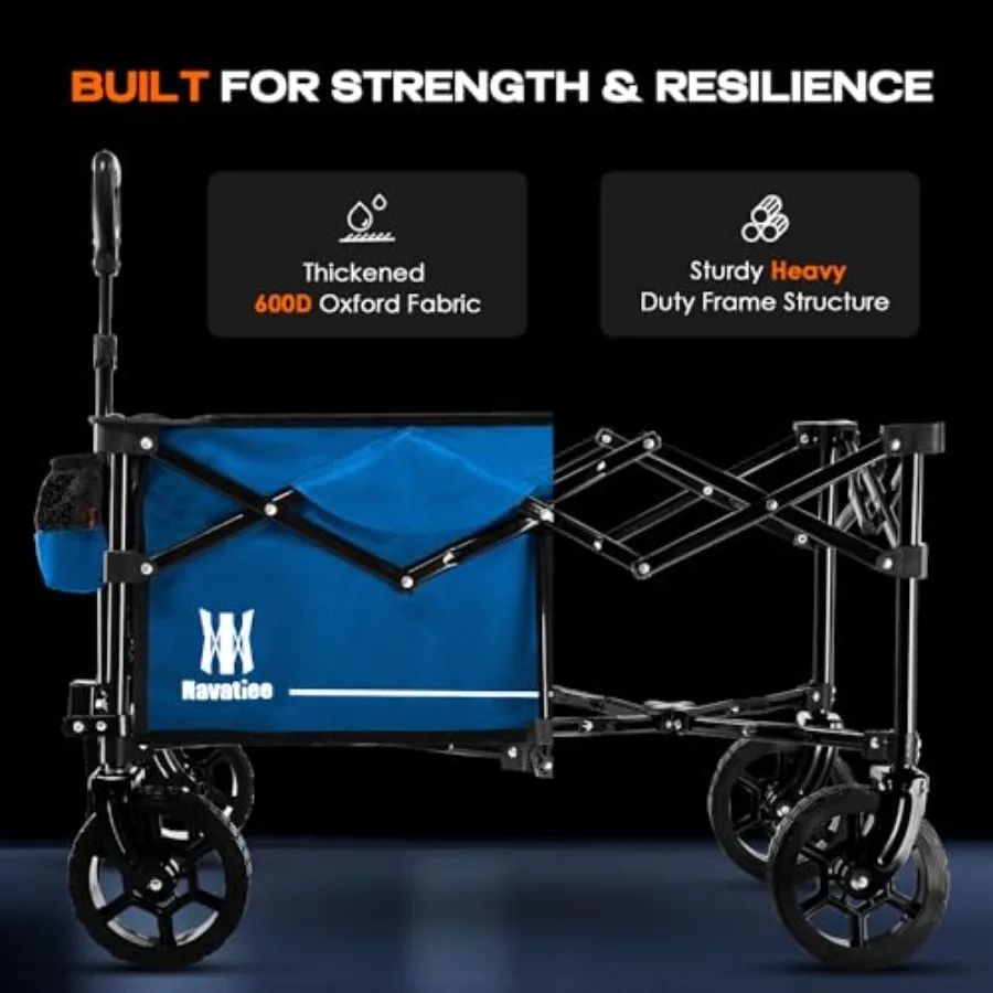 130L Collapsible Folding Wagon with Silent AllTerrain Wheels for Large Capacity Storage and Transport Ideal for Camping Shoppin