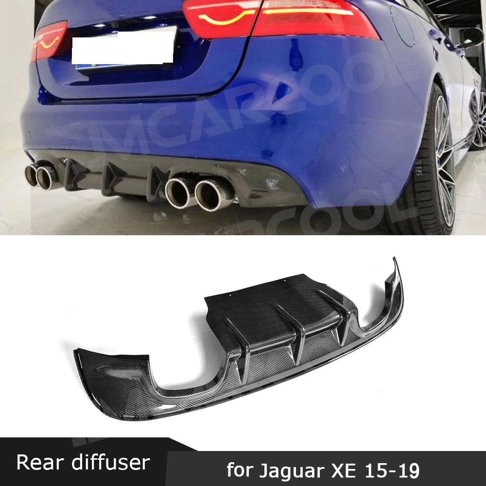 

Carbon Fiber Rear Diffuser Bumper Lip Protector For Jaguar XE Sedan 4-Door 2015-2019 Four Outlet Pipe Car Bodykits Accessories