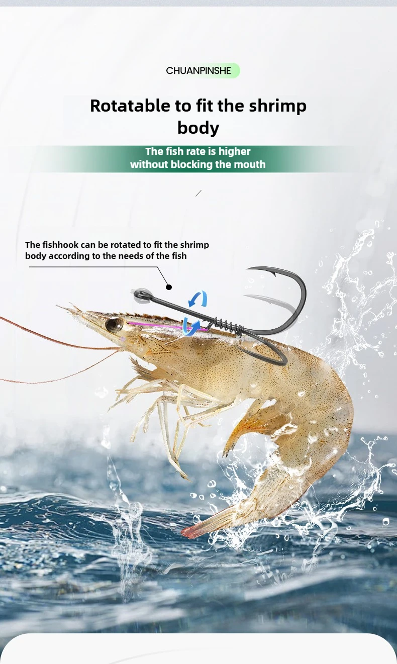 10 Hameçons Lumineux Pour Crevettes Vivantes - Acier Carbone Barbelés - Pêche En Eau Salée - 6