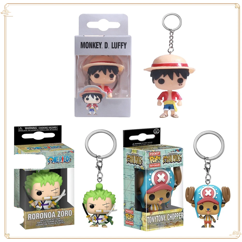 

FUNKO POP Classic Anime One Piece Keychain Luffy Zoro Tony Tony Chopper Doll Backpack Pendant Boy Christmas Funny Gift Keychain