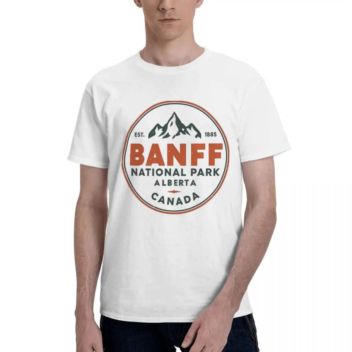Men Banff National Park Alberta Rocky Mountains Fun T Shirt Vintage Cotton Men T Shirt