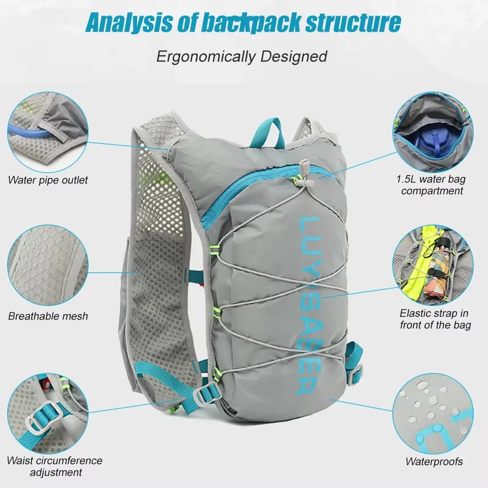 

Soft 2L Marathon Hydrating Backpack Ultralight Breathable Hiking Hydration Vest Nylon Reflective Water Vest for Running Cycling