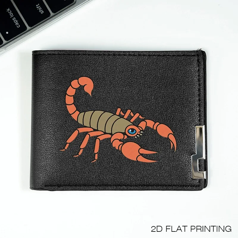Portafoglio da uomo in pelle PU con logo Scorpion Slim Business Fashion Design compatto Durevole Leggero Uso quotidiano