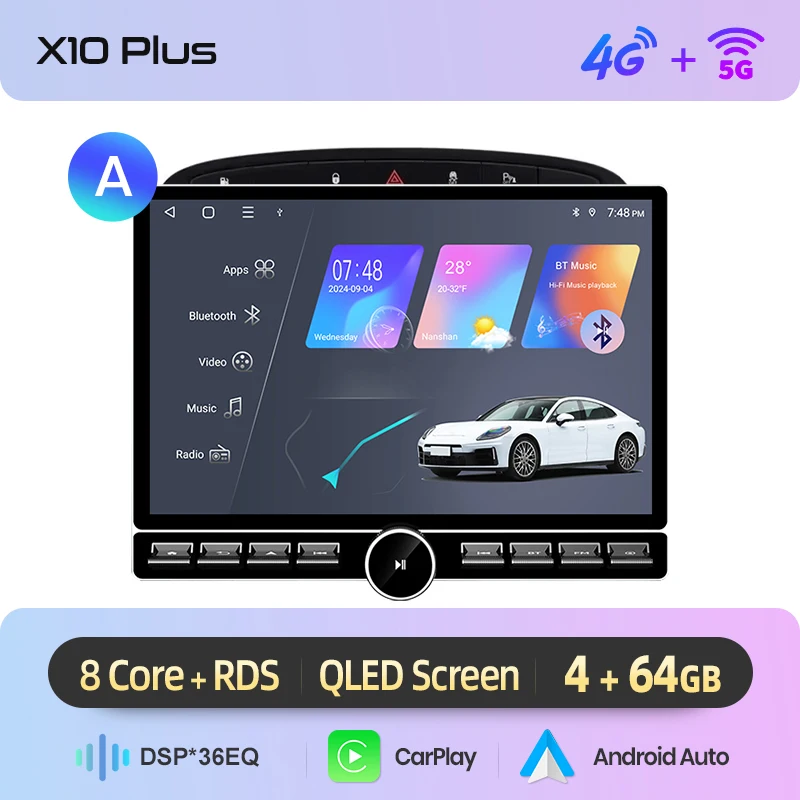 Junsun 13.1″ QLED Draadloze CarPlay Android Auto Autoradio Voor Peugeot 408 308 SW 2012-2020 Intelligente Systemen DSP SWC RDS GPS