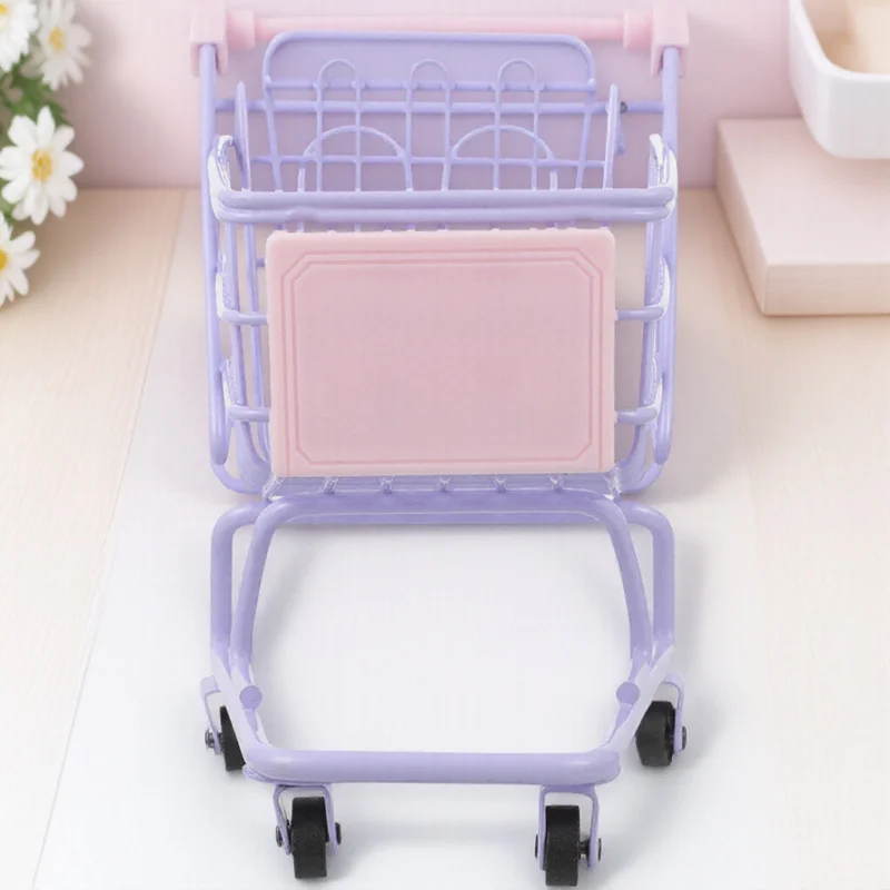 1pc ミニチュアショッピングカート小さなスーパーマーケットトロリーデスクストレージオーガナイザーかわいい家の装飾ギフトバレンタインの誕生日クリスマス