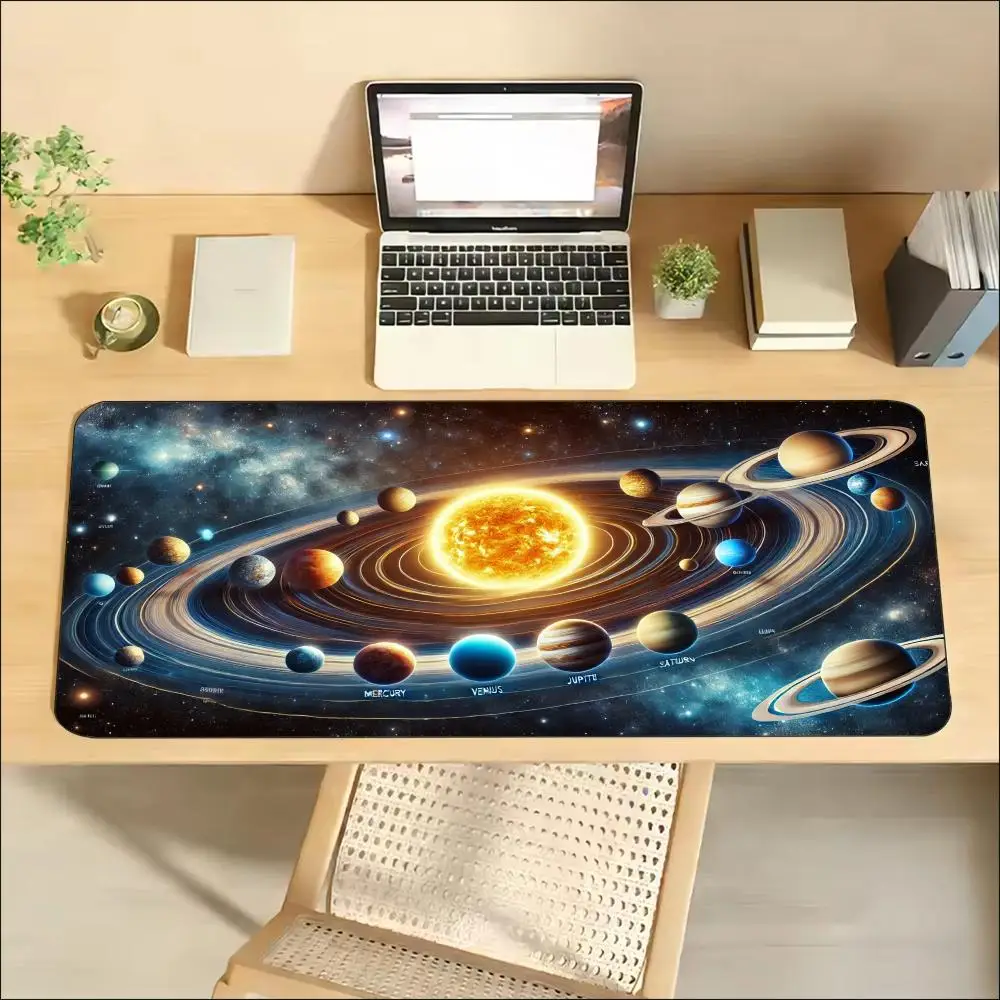 Solar System Planets Space Gaming Mouse Pad XXL Desk Mat, Non-Slip Rubber Base Smooth Surface, Keyboard for Pro Esports Gamer