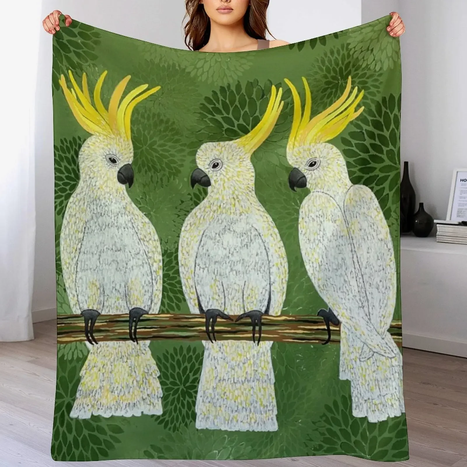 Cockatoos Throw Blanket Cozy Microfiber Throw Blanket for Home Bedroom