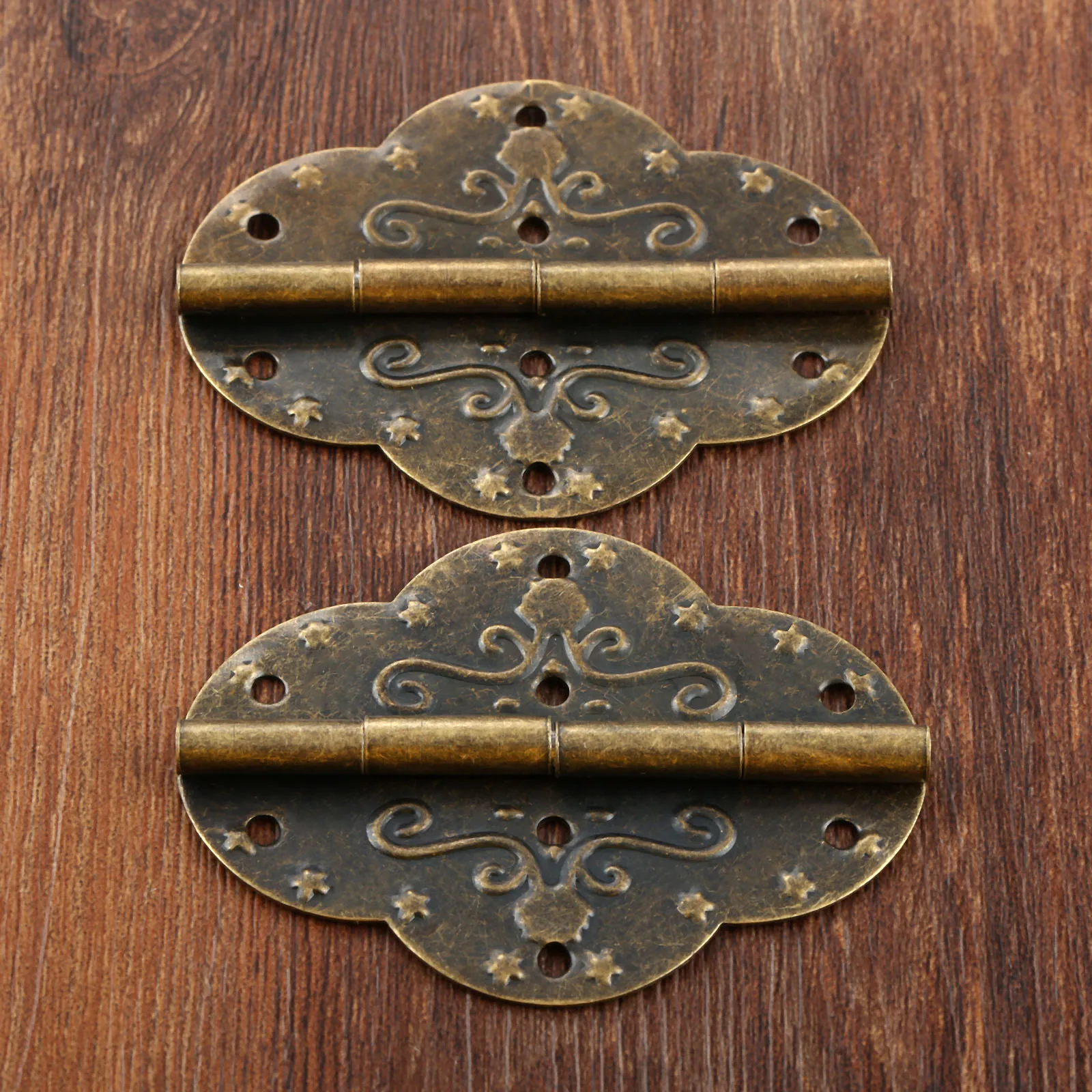 2Pcs Retro Style Antique Bronze Iron Decorative Hinges for Wooden Jewelry Box Case Decorative w/Screw Furniture Hardware 69*53MM