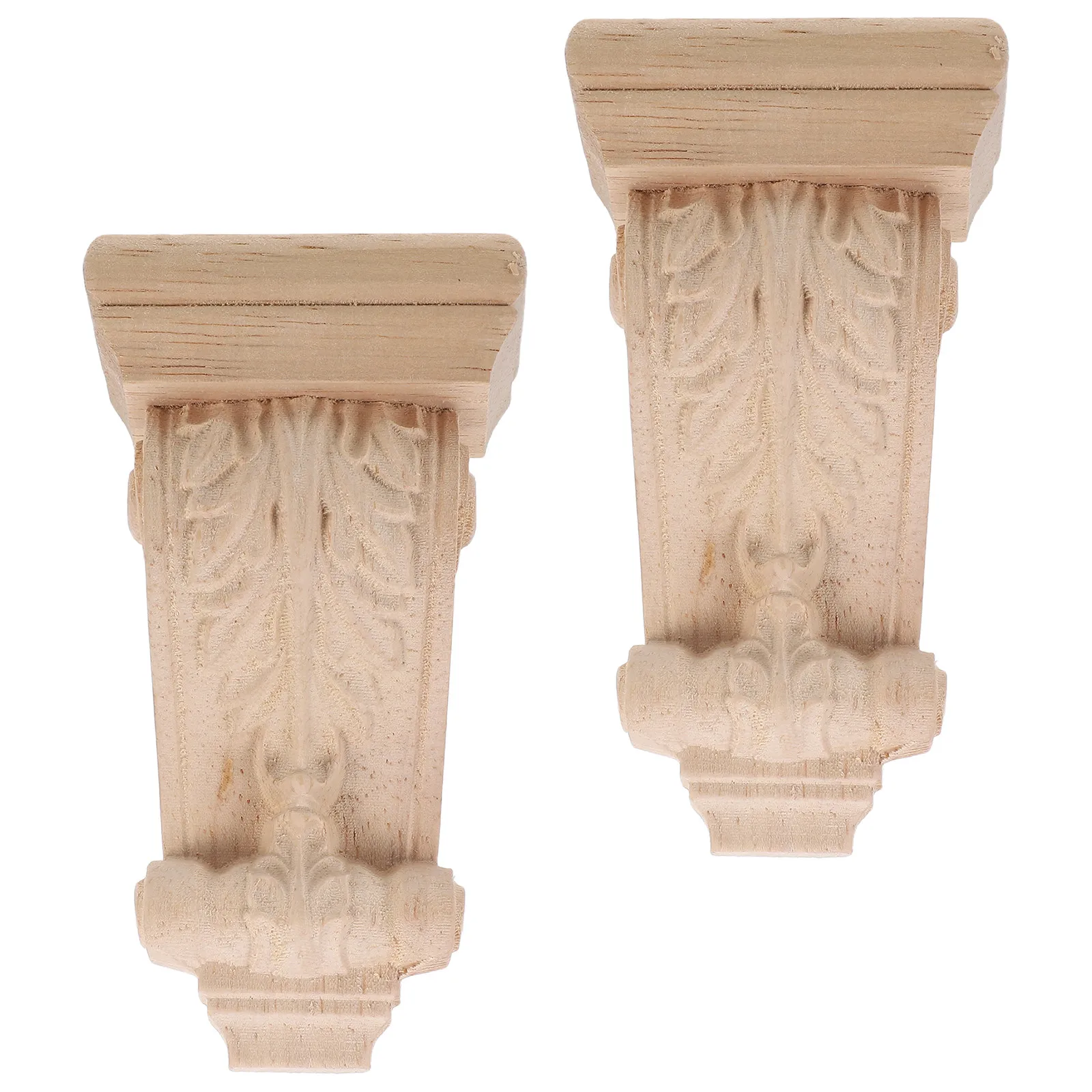 2Pcs Vintage Wood Corbels Hand Carved European Style Decorative Shelf Brackets Rustic Farmhouse Fireplace Mantel Doorway Wall