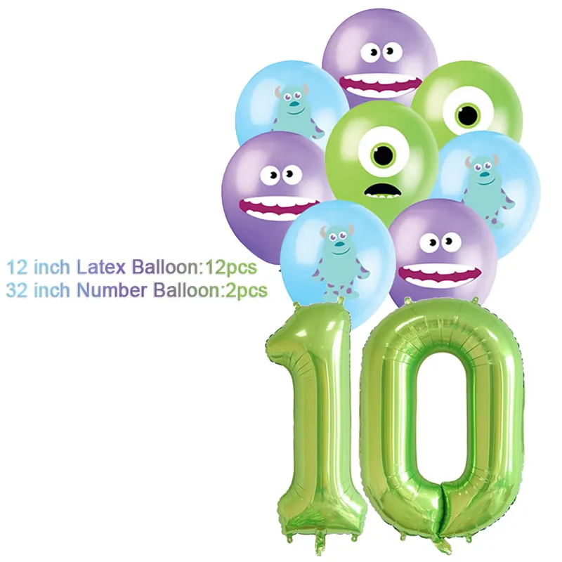 Monsters University Monsters, Inc. Birthday Party Decoration Number Aluminum Foil Latex Balloon Baby Shower Photography Pprops