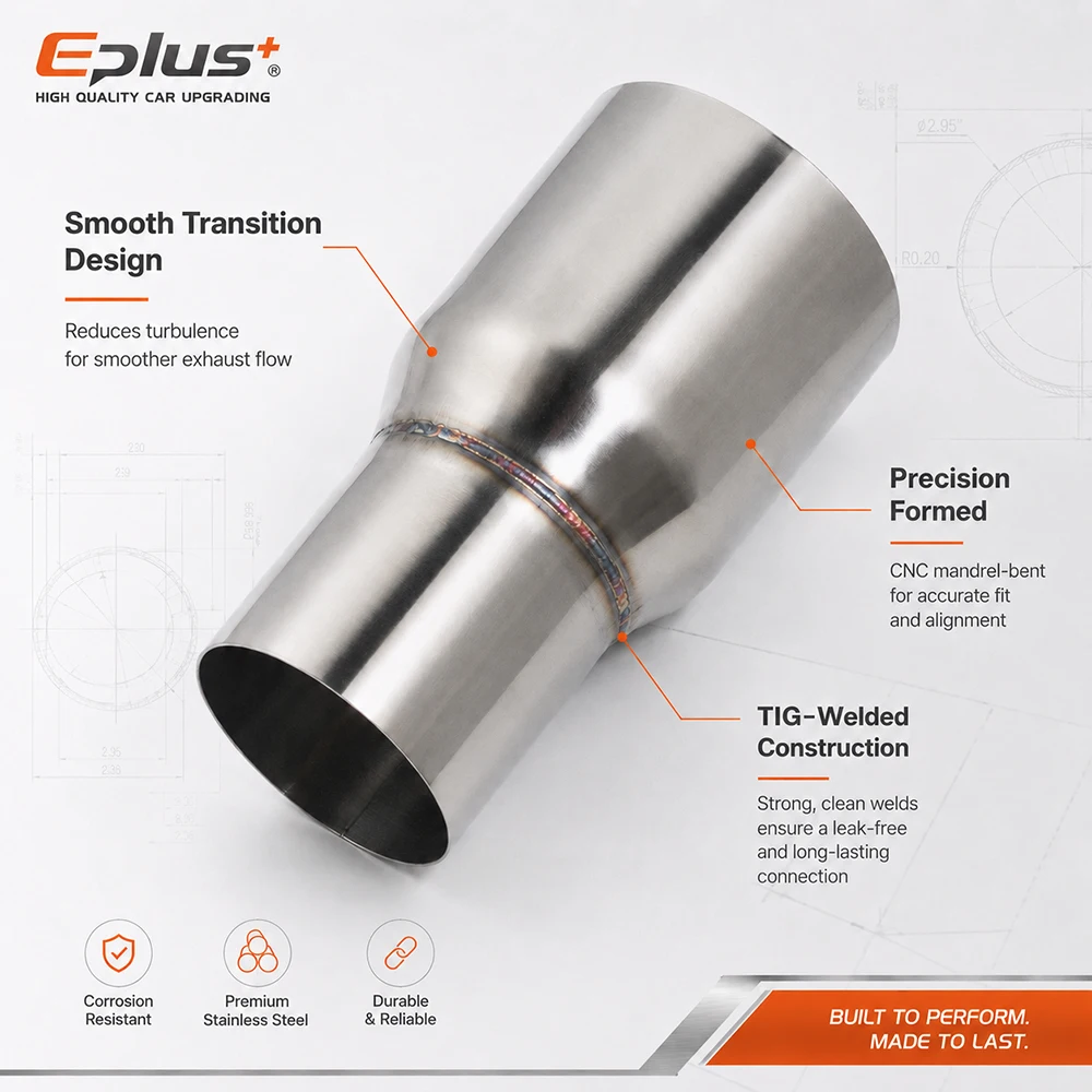 32-54mm OD Edelstahl Auspuff-Reduzierstück Adapter Universeller Rohrverbinder für Auto- und Motorrad-Auspuffsysteme – Detail 5