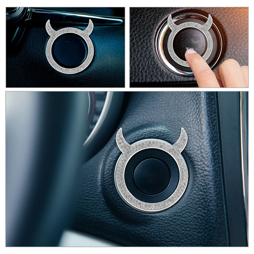 

Pink Zinc Alloy Car Ignition Button Cover Start Decoration Sticker Push Start Bling Accessory Interior Easy Installation