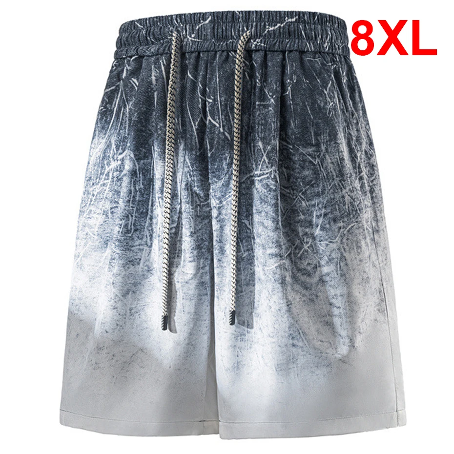 

Шорты с градиентным принтом, мужские летние пляжные шорты в гавайском стиле, 8XL, модные повседневные короткие брюки больших размеров, мужские большие размеры 8XL