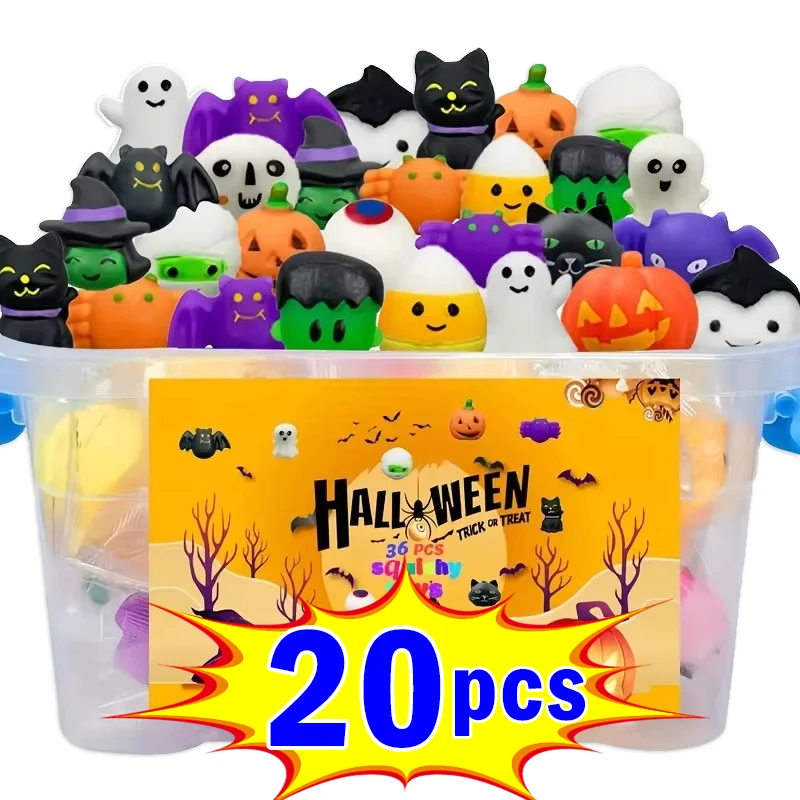 20Pcs Halloween Squeeze Animal Pinch Toy Set TPR Decompression Sensory Toys Children's Halloween Party To Relieve Anxiety Toys