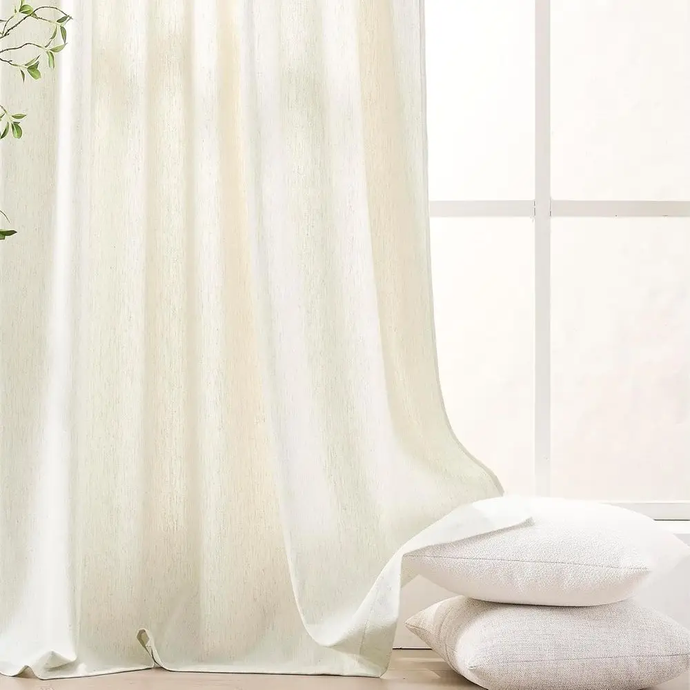 Cortinas plissadas de linho, comprimento 108, conjunto de 2 painéis para espaços residenciais e quartos
