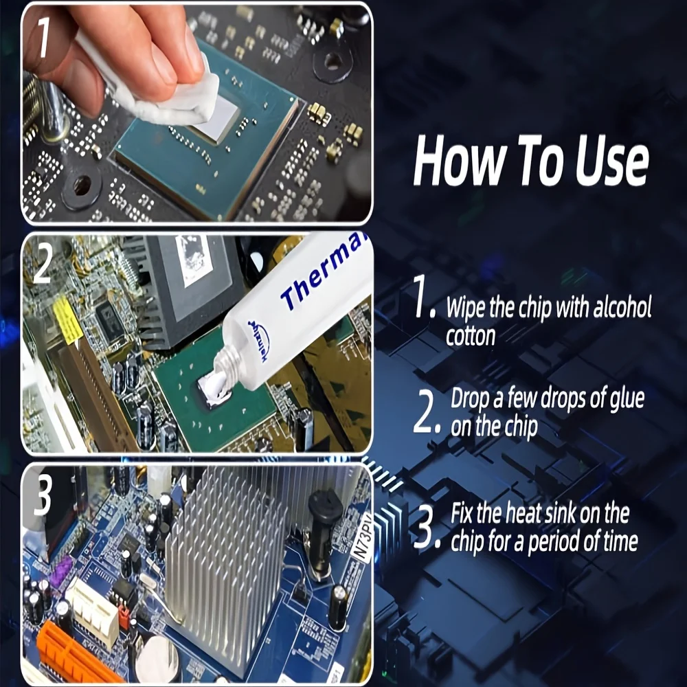 Thermal Conductive Glue,Silicone Viscous Adhesive Cooling Compound,Heatsink Glue for LED GPU MOSFET 3D Printer IC Chipset