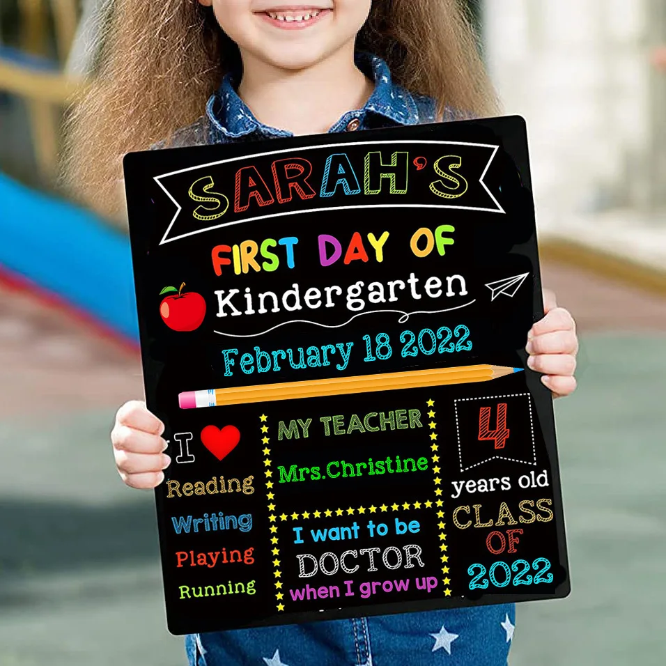 Leerling Krijtbord Dubbelzijdig Prikbord Voor De Eerste En Laatste Dag Van De Student Van De School Beginnen Met Schrijfbord