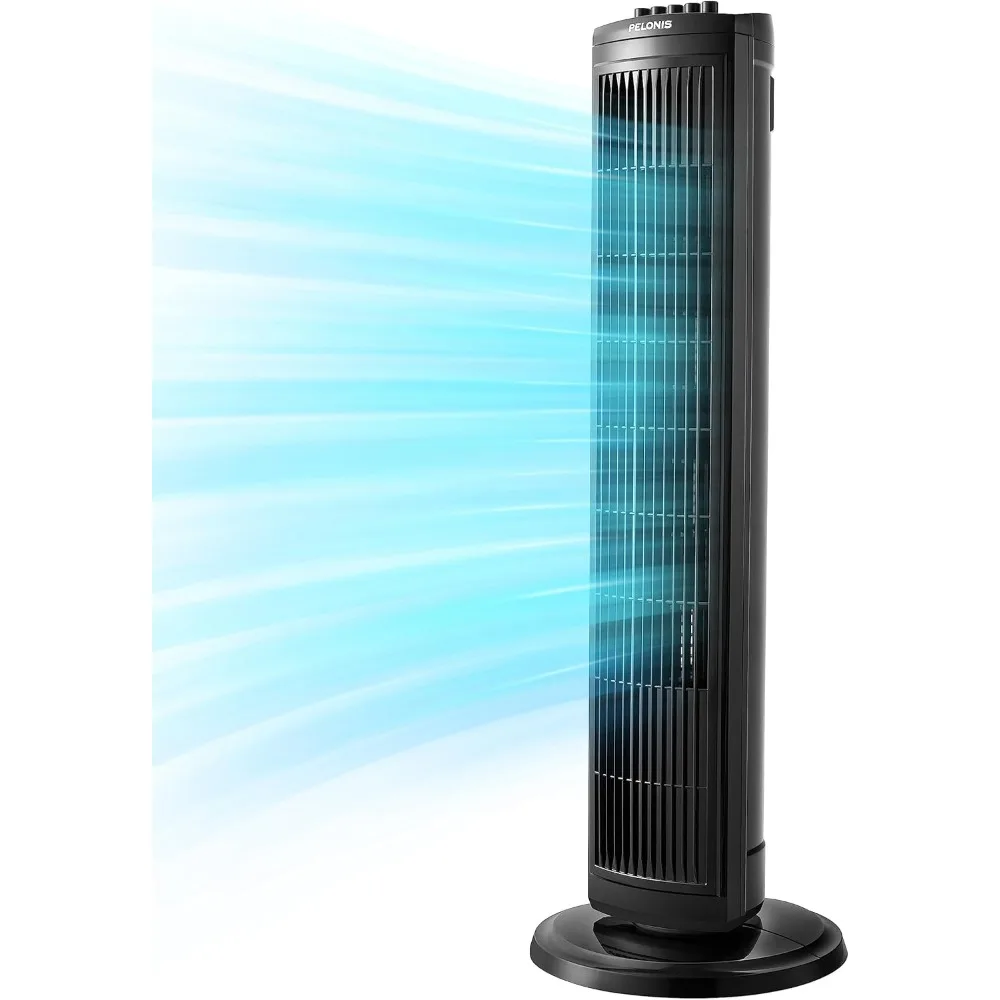 30 Inch Oscillating Tower Fan with 3 Speed Settings and Auto-off Timer,Standing Fan,Black,medium,easy portability.