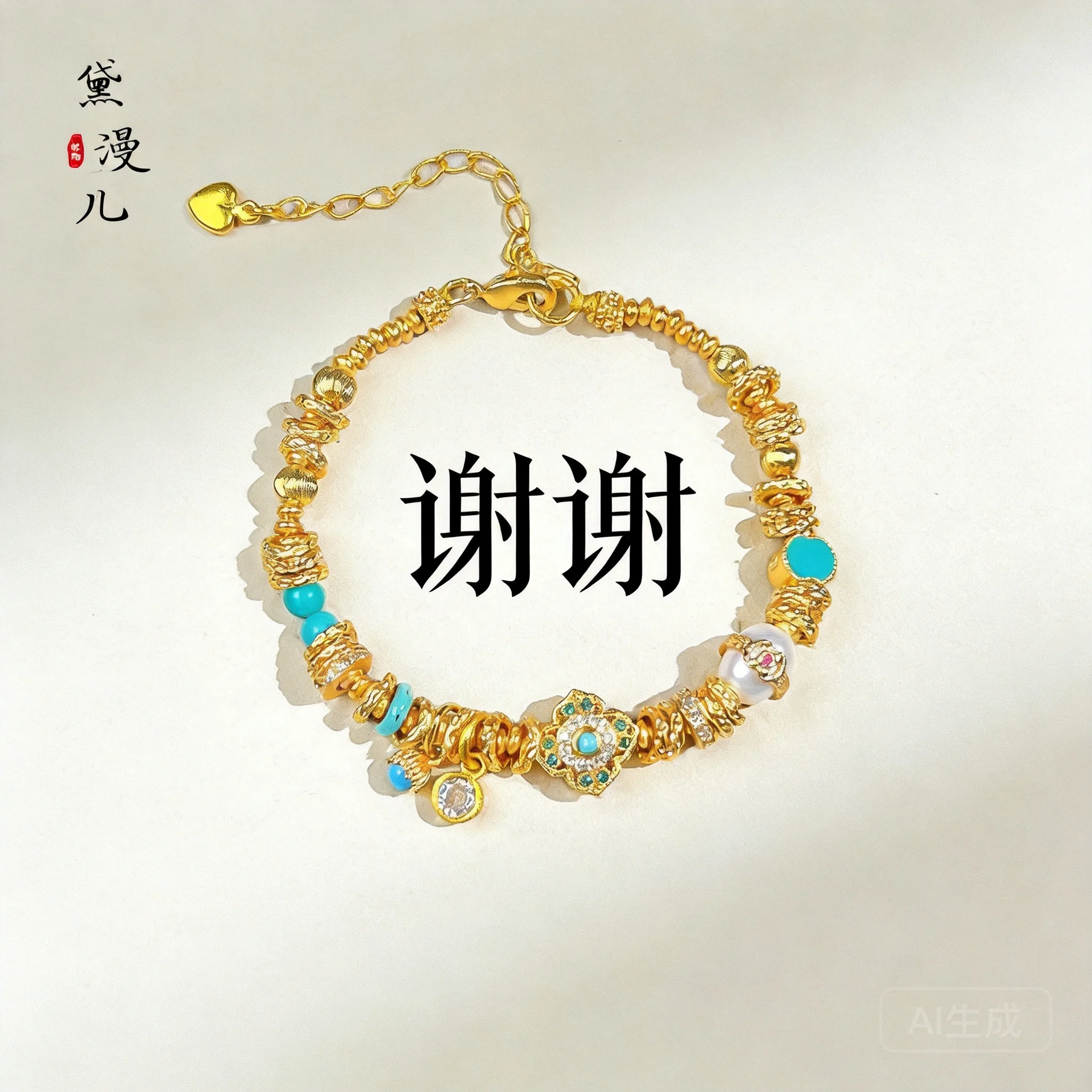 

Chinese Style Palace Lucky Fortune Cat Eye Green Stone Gold Plated Coiled Beaded Bracelet Elegant Luxury Women Jewelry Gift For