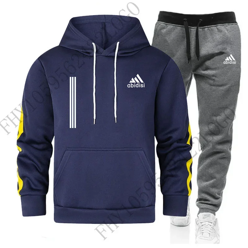 New men\'s autumn and winter leisure fashion sports hoodie set 2024 sports jogging fitness jacket and sweatpants 2 sets