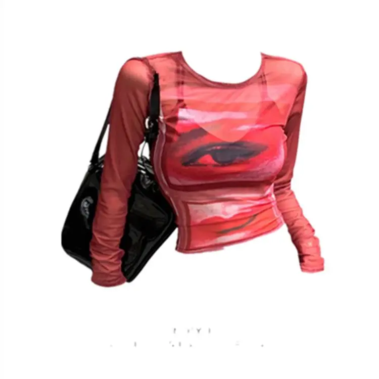 plus maat American Sle Long Sve T-shirt dames speciaal groot formaat doorzichtige zonwering zomer streetwear rond Ne