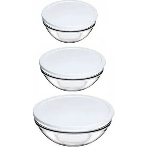 Pasabahce Chef's 3 Pcs Glass Storage Container White Lid 97314