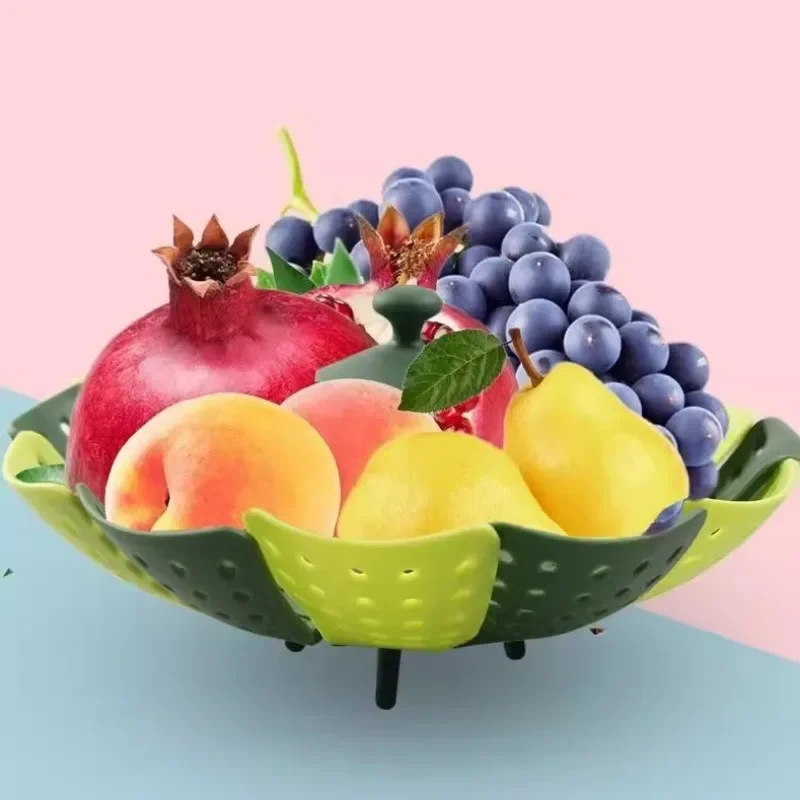 Multi-Purpose Folding Fruit and Vegetable Draining Basket Melon Seeds Nut Plate Vegetable Steamer Hollow out Drain Basket