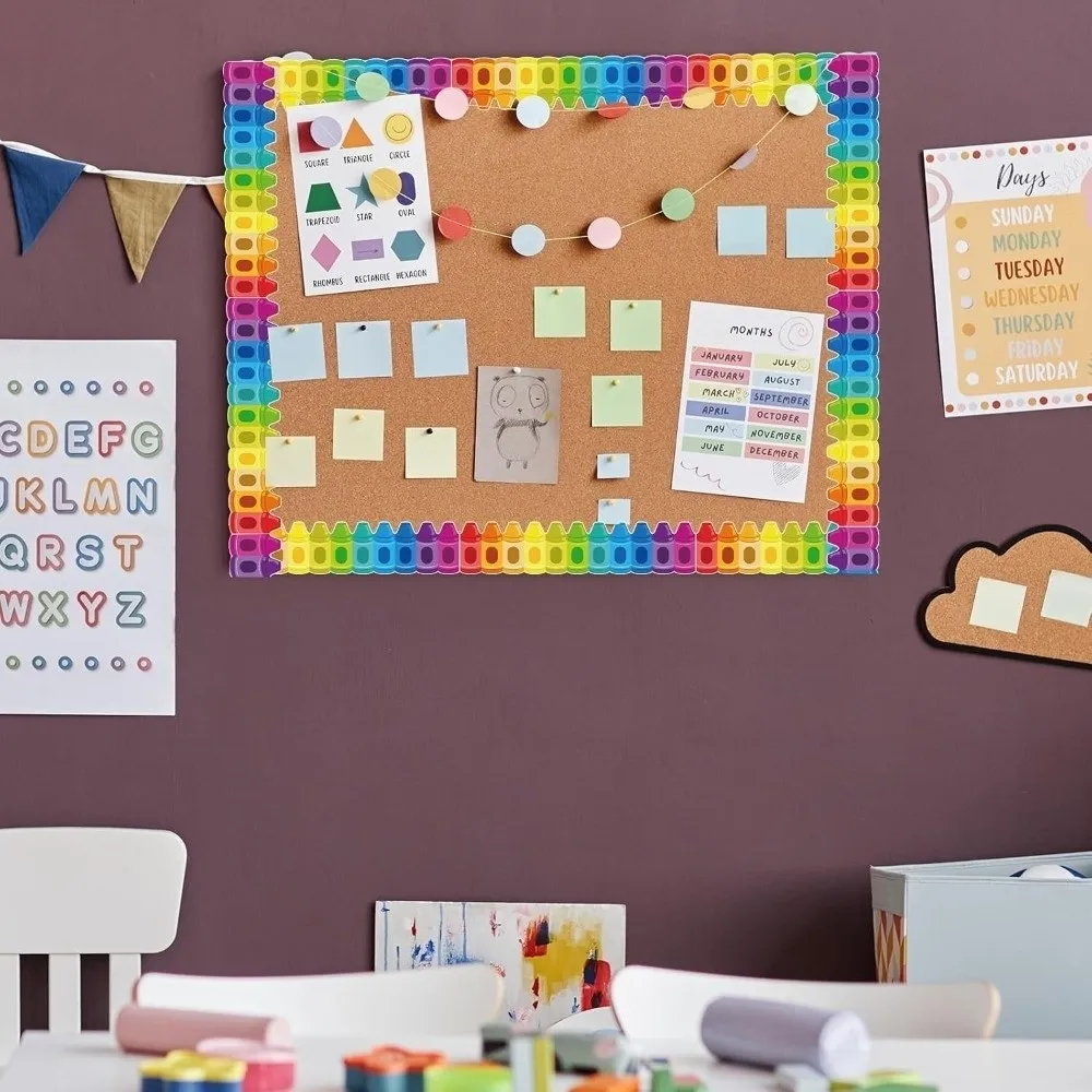1Roll Self Adhesive Chalkboard Bulletin Board Border Paper DIY Border Classroom Decors 3inch Border Trim Sticker Handmade Crafts