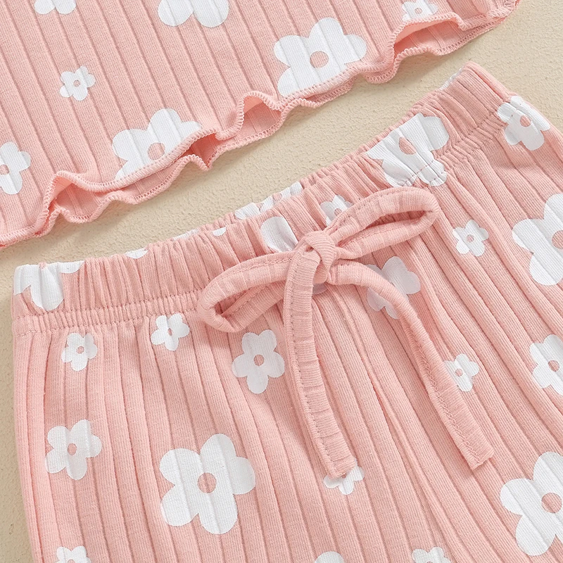 赤ちゃん用半袖フローラルプリントベストとショーツセット,ラウンドネック,小さな女の子用の夏服,2枚