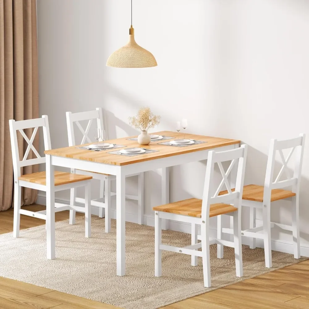 

42.52'' Dining Table Set with 4 Chairs, 5-Piece Modern Chic Design, Premium Construction, Versatile Functionality, Easy Assembly