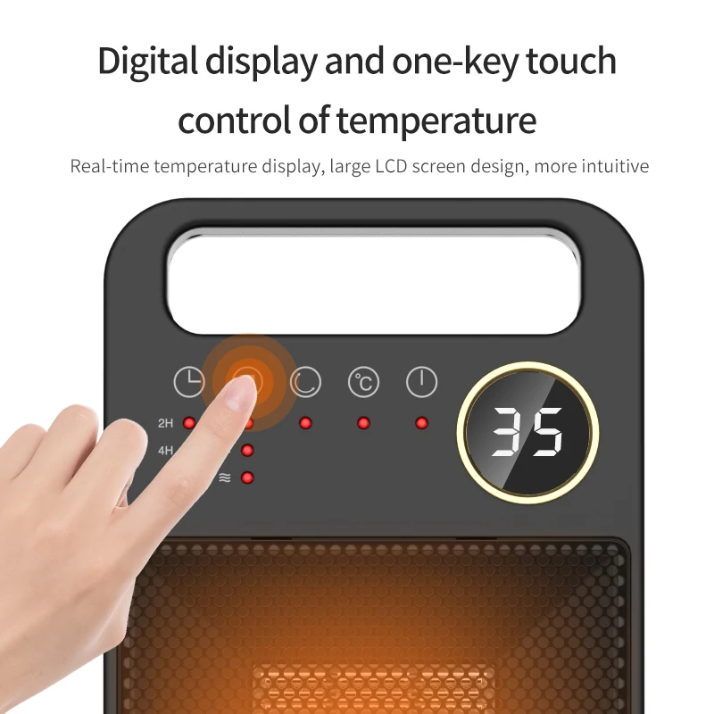 Novo aquecedor ptc controle remoto aquecedor elétrico tela de toque aquecedor elétrico doméstico vertical 120 graus balançando cabeça aquecedor