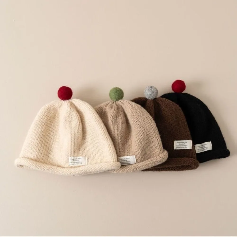 

Casual Knitted Autumn Winter Children's Cap Warm Soft Melon Cap Beanie for 1-5Y Kids