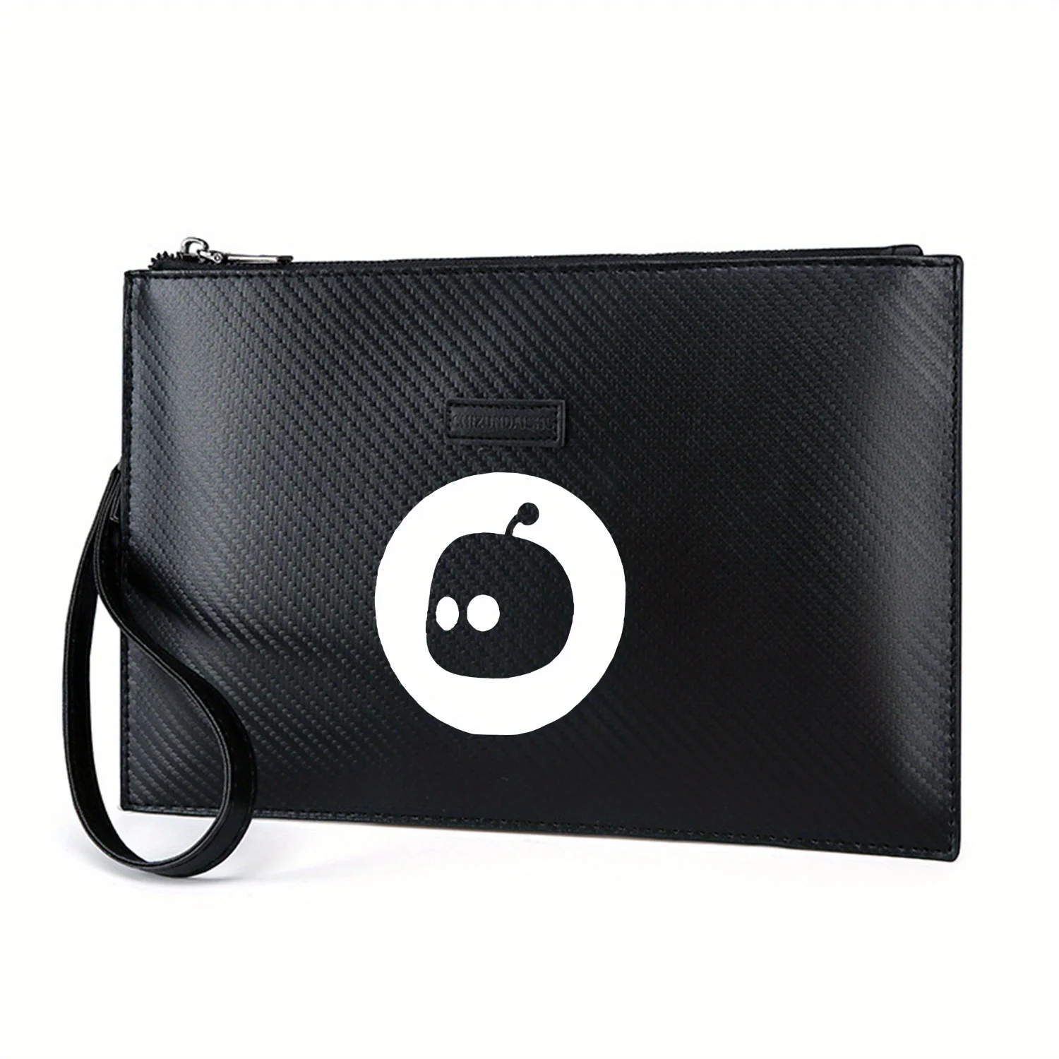 حقيبة يد رجالية من البولي يوريثان مطبوعة أنيقة باللون الأسود على شكل دائرة فضائية، عصرية وعملية للحمل اليومي