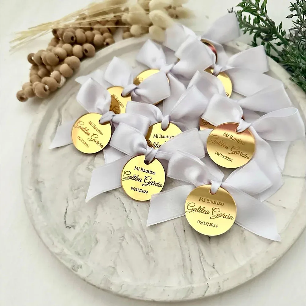 20/50/100pcs personal isierte gravierte Golds piegel Acryl Hochzeit Namensschild Flasche Etikett benutzer definierte Party Baby party Boutique Box Tag