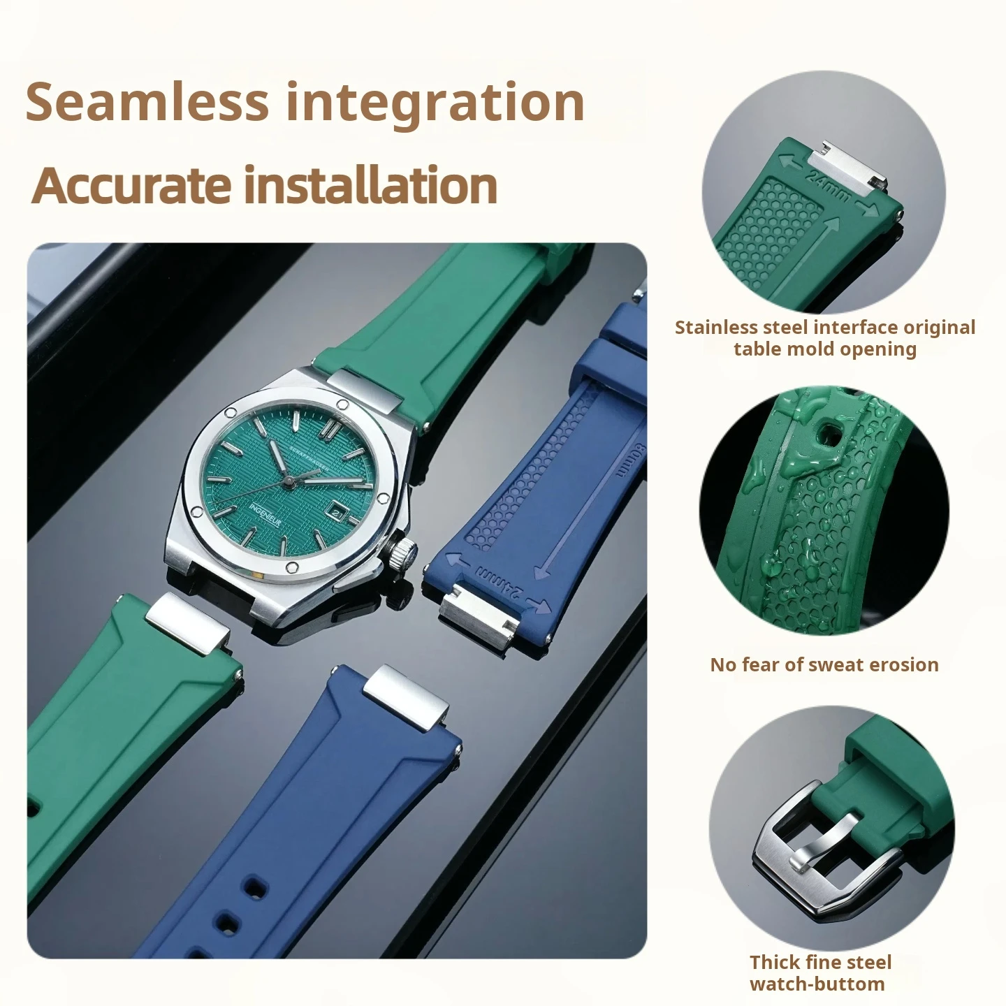 High quality FKM Watch band For IWC Engineer IW328903 IW328901 IW328902 Waterproof Fluororubber Watch Strap Men rubber Bracelet