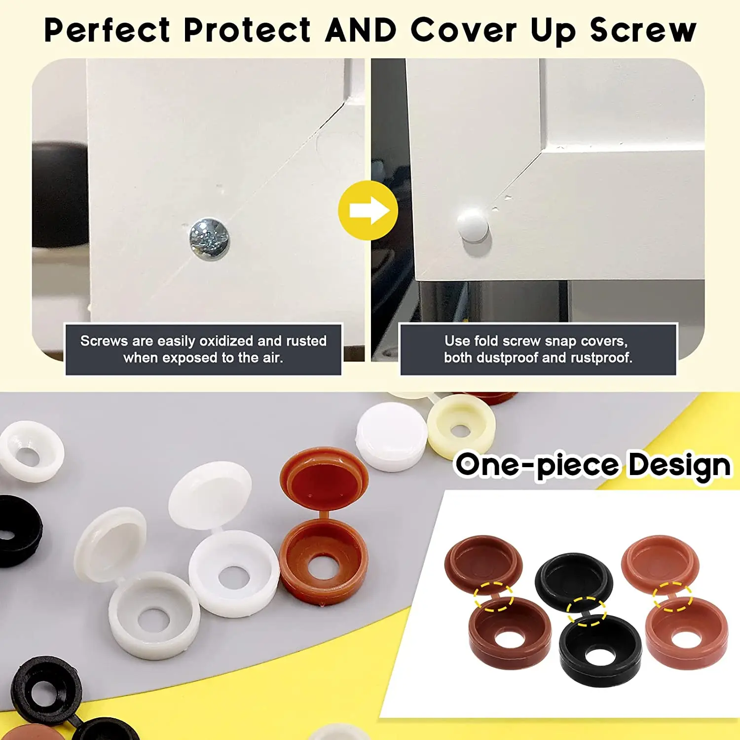 25/50/100pcsCoperchio a vite Tappi pieghevoli Bottone in plastica per mobili per auto Copertura decorativa autofilettante Prevenire la polvere Tappo a vite hardware
